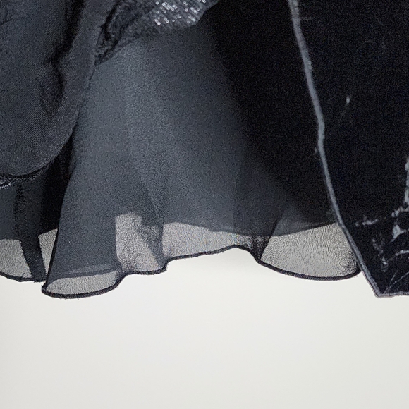 Velvet Burn Out Vintage Black Whimsygoth Y2K Goth Silk Blend Top 14P - Picture 6 of 7